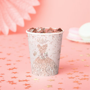Gobelets En Papier PixDezines Rose Gold Quinceanera habillées Coupes