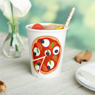 Gobelets En Papier Pizza Mozzarella aux Tomates et Basilic
