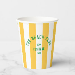 Gobelets En Papier Plage Club Crest Cabana Jaune Striogramme
