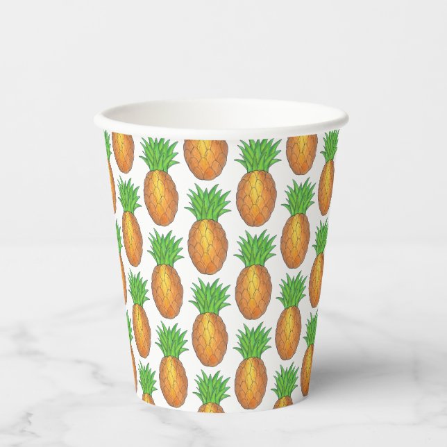 Gobelets En Papier Plage d'ananas tropicale Hawaiian Island Imprimer (Recto)
