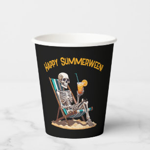Gobelets En Papier Plage Lounge Squelette Halloween