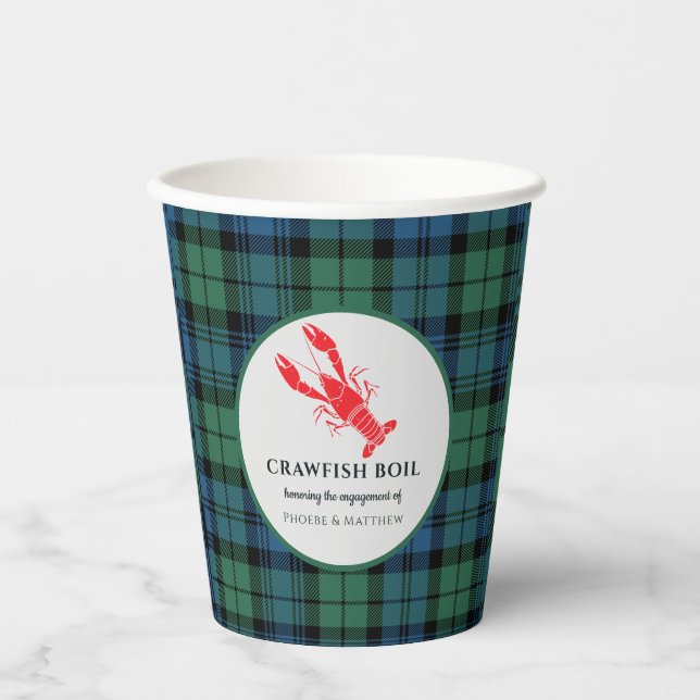 Gobelets En Papier Plaid Tartan Crawfish (Recto)