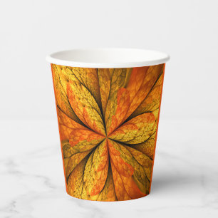 Gobelets En Papier Plante d'automne, Abstrait moderne Fractal Art Lea
