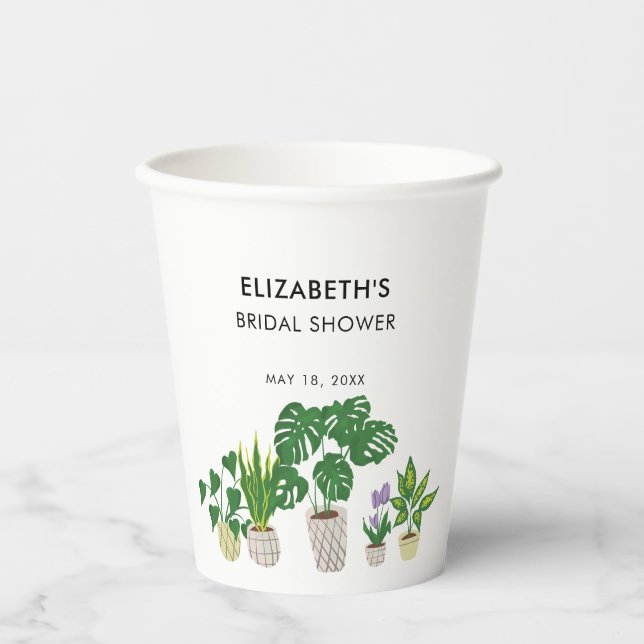 Gobelets En Papier Plantes en Pot Mariage Végétal Personnalisé (Recto)