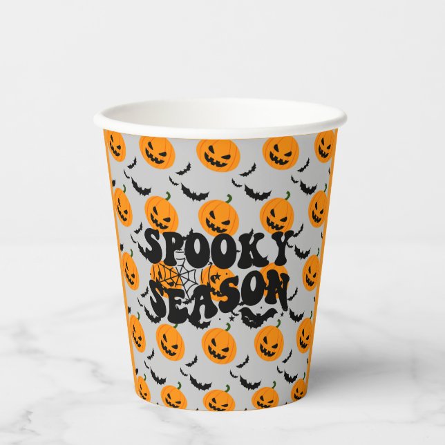 Gobelets En Papier Plaques de papier de la cool Haunted Pumkin Party (Recto)