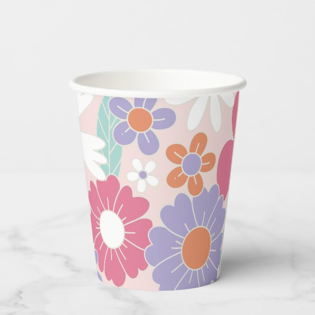 Gobelets En Papier Plaques de papier rose Super rétro (Verso)