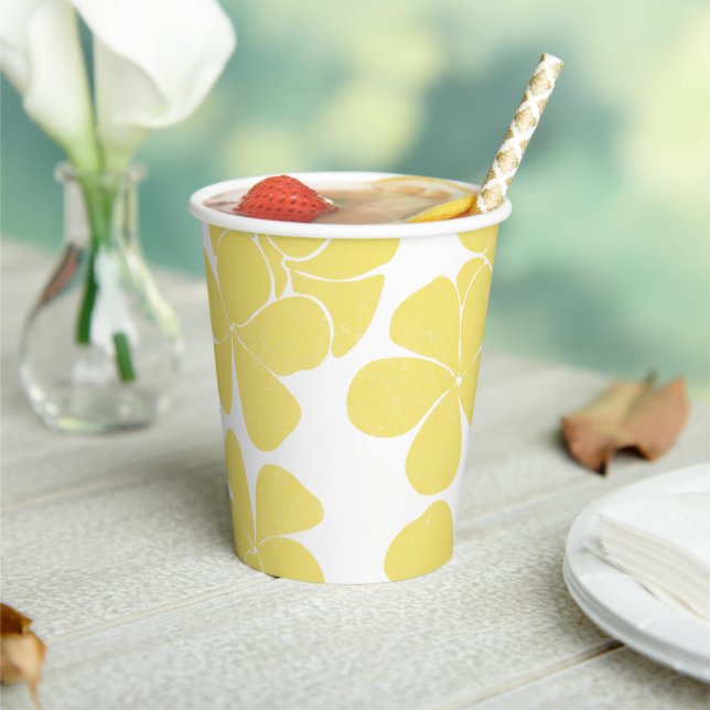 Gobelets En Papier Plumerias de motif d'impression hawaïen moderne (Insitu)