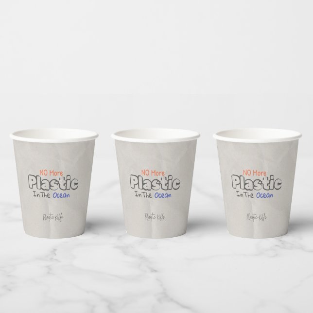 Gobelets En Papier Plus de plastique dans l'océan. Tueries en plastiq (Multi)