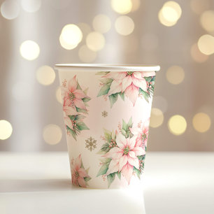 Gobelets En Papier Poinsettia rose hiver Onederland