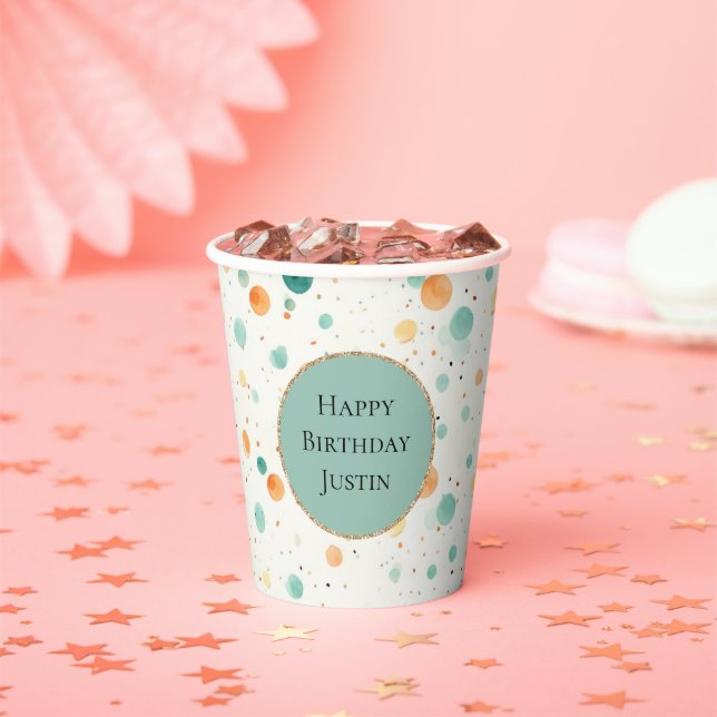 Gobelets En Papier POINTS Tangerins Turquoise (Insitu)