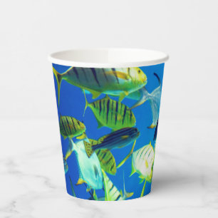 Gobelets En Papier Poisson marin jaune avec des rayures noires