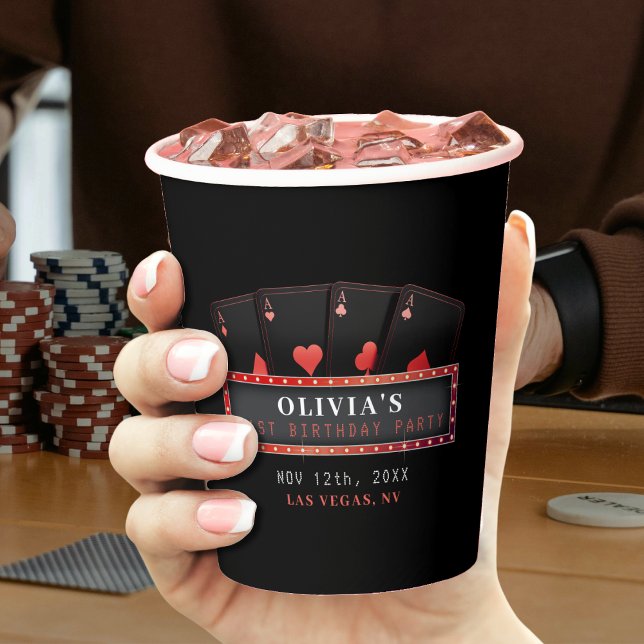 Gobelets En Papier Poker Aces Rouge et Noir 21e fête d'anniversaire (Poker Aces Red & Black 21st Birthday Party Paper Cups
)