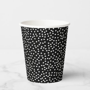 Gobelets En Papier Polka Pote Abstraite moderne noir et blanc