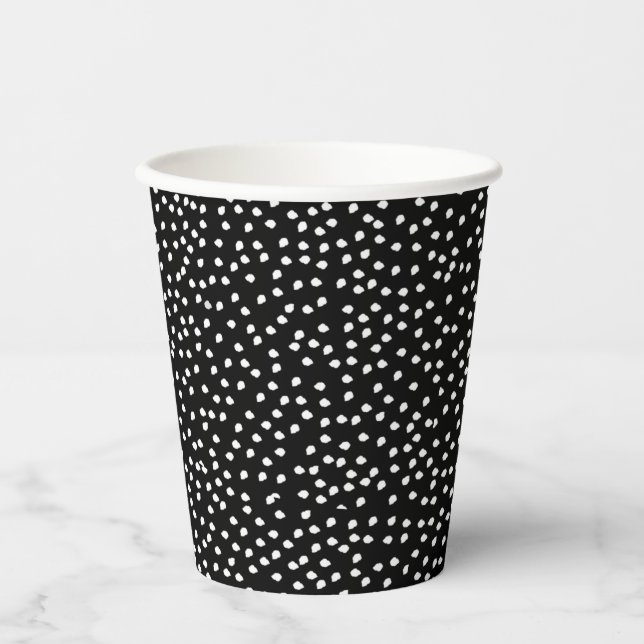 Gobelets En Papier Polka Pote Abstraite moderne noir et blanc (Recto)
