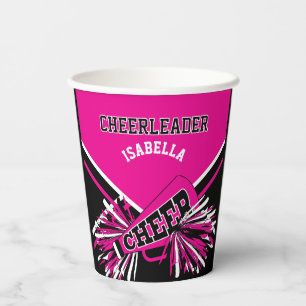 Gobelets En Papier Pom-pom girl en rose vif, noir et blanc