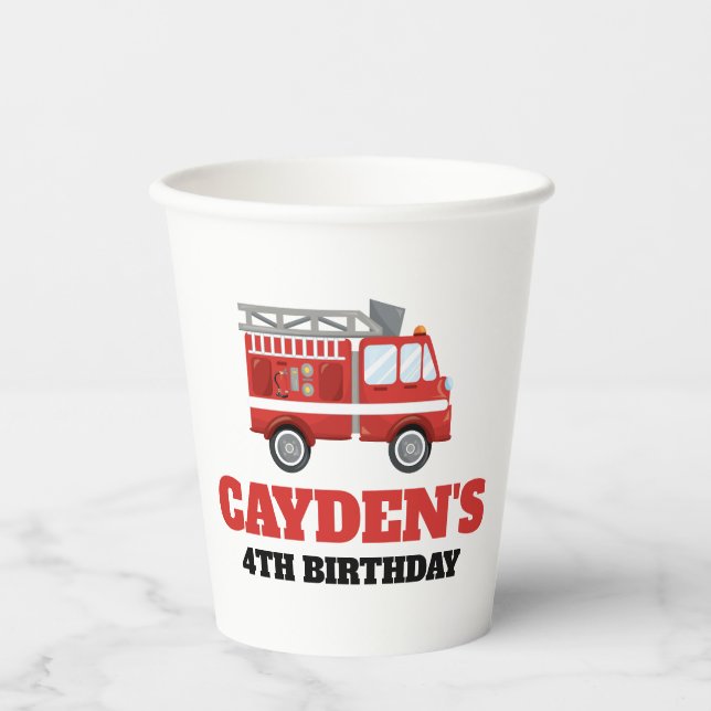 Gobelets En Papier Pompier Pompier Anniversaire (Recto)