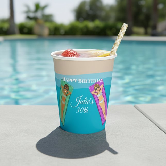 Gobelets En Papier Pool Party pour le 30e anniversaire (Créateur téléchargé)