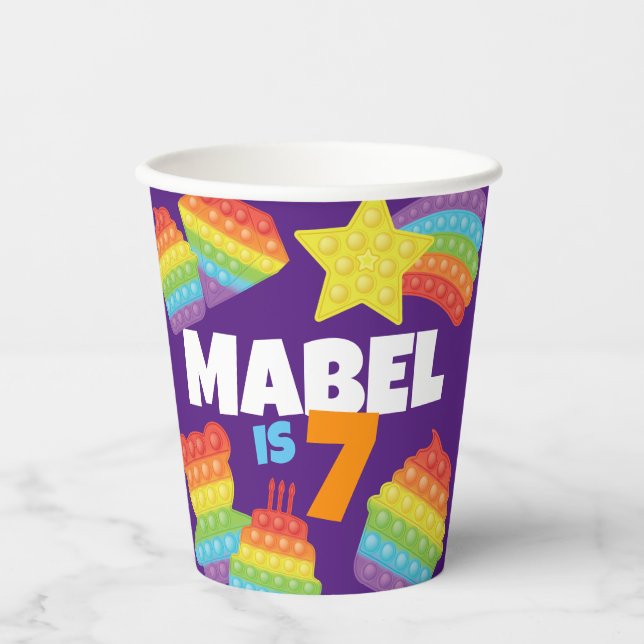 Gobelets En Papier Pop It ! | Anniversaire arc-en-ciel (Recto)