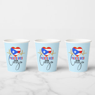 Gobelets En Papier Porto Rico en mi Corazon Puerto Rican Pride