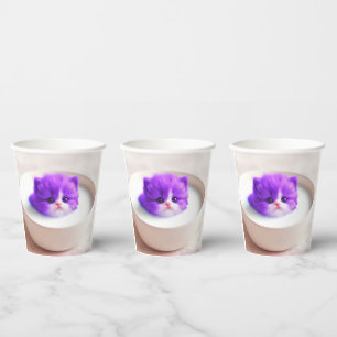 Gobelets En Papier Portrait de chaton violet radieux