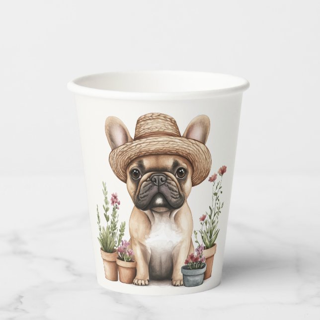 Gobelets En Papier Pots de fleurs de jardinage de Bulldog (Recto)