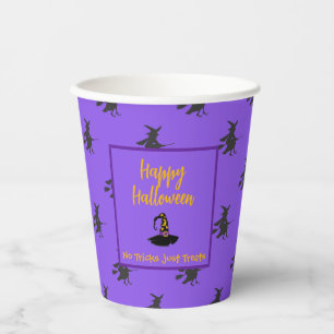 Gobelets En Papier Poupée noire Halloween sorcières casquette broomst