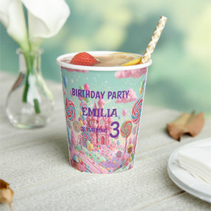 Gobelets en papier pour 3ème anniversaire Pastel C