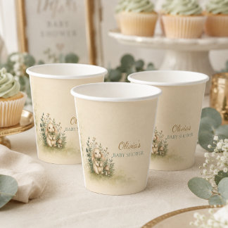 Gobelets en papier pour Baby Shower Lapin de Bois