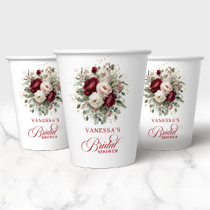 Gobelets en papier pour douche de mariée à fleurs 
