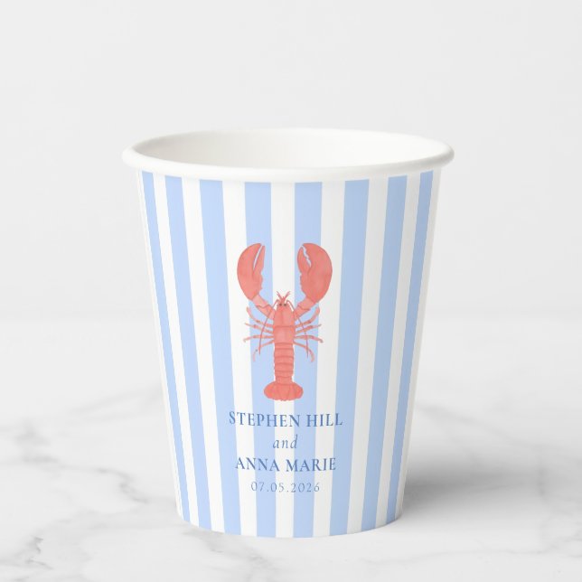 Gobelets en papier pour la douche de mariée homard (Recto)