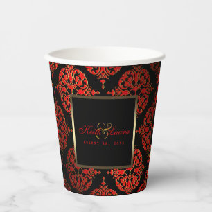 Gobelets en papier pour mariage rouge noir or
