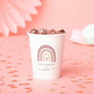 Gobelets En Papier Premier anniversaire du Pastel Pink Rainbow Boho