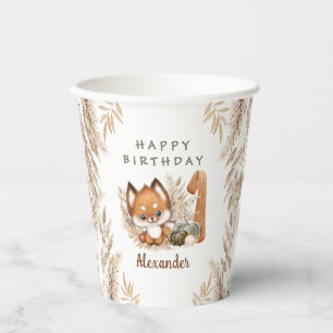 Gobelets En Papier Premier anniversaire mignon Fox automne garçon tas