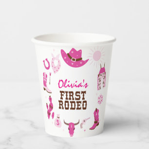 Gobelets En Papier Premier Rodéo Cowboy Occidental Rose 1er Anniversa
