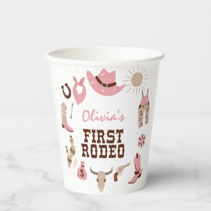 Gobelets En Papier Premier Rodéo Cowboy Occidental Rose 1er Anniversa