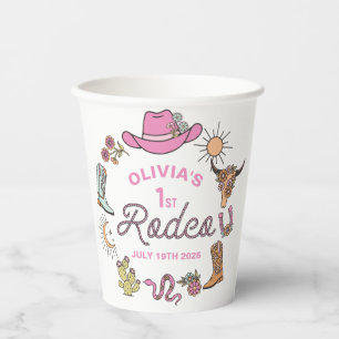 Gobelets En Papier Premier Rodéo Cowboy Occidental Rose 1er Anniversa