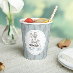 Gobelets En Papier Premier Rodeo Cowboy Western Blue 1er Anniversaire