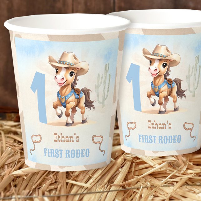 Gobelets En Papier Premier Rodéo Western Cowboy Birthday Boy (First Rodeo Western Cowboy Birthday Boy Paper Cups)