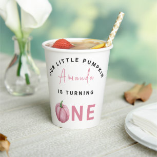 Gobelets En Papier Première fête d'anniversaire de Little Pumpkin 