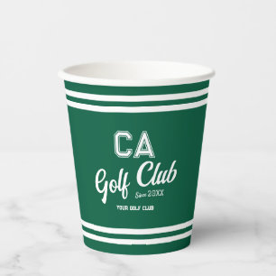 Gobelets En Papier Preppy Green Golf Club Custom Crest Party
