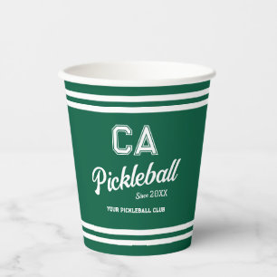 Gobelets En Papier Preppy Green Pickleball Club Custom Crest Party