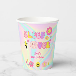 Gobelets En Papier Preppy Pastel Rose Y2K Sommeil à l'anniversaire