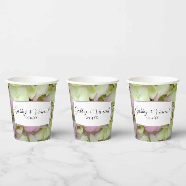 Gobelets En Papier Presque Roses Hydrangeas Mariage (Multi)