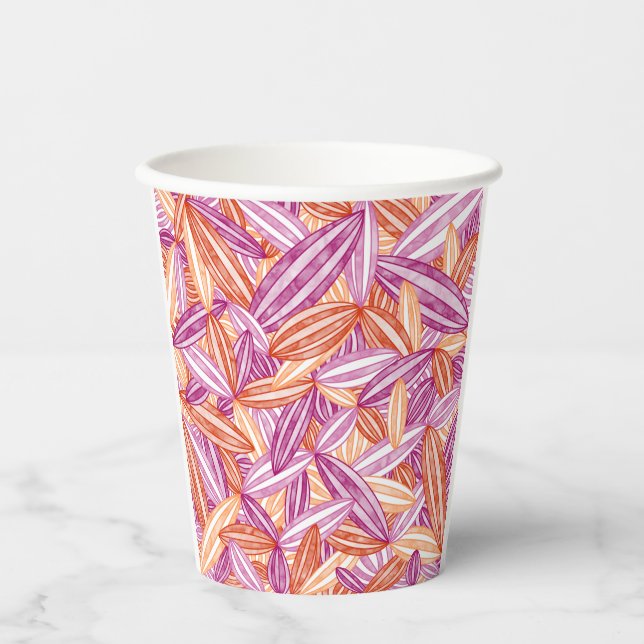 Gobelets En Papier Pride lesbienne Abstraite Fleur Zen Pétales rose (Recto)