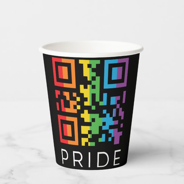 Gobelets En Papier Pride Rainbow QR Code LGBTQIA+ (Recto)