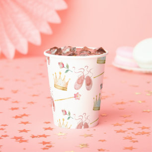 Gobelets En Papier Princess Crown Wand Rose Little Girl Anniversaire