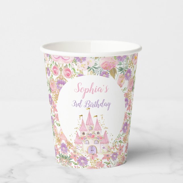 Gobelets En Papier Princess Floral Castle (Gauche)