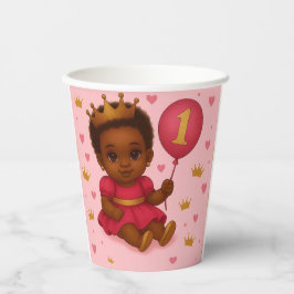 Gobelets En Papier Princess Pink & Gold Baby Girl Birthday 