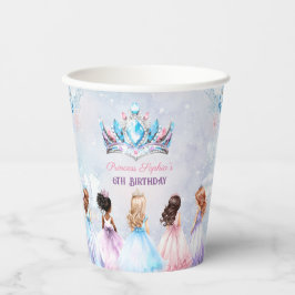 Gobelets En Papier Princesse Couronne rose violet hiver fille Anniver
