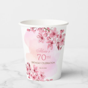 Gobelets En Papier Printemps Sakura Cherry Blossom Crème rose Anniver